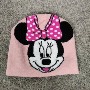 Disney Kids Beanie Cap Knitted Pink Minnie Mouse Girl Casual Fall Winter Hat